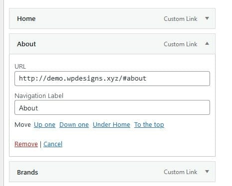 Adding anchor link in Menu item