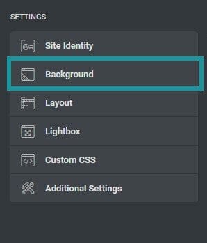 Background option under site setting in Elementor
