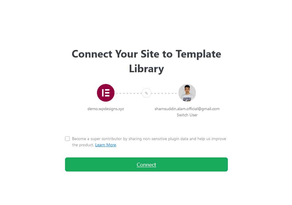 Connect your acoount to import template