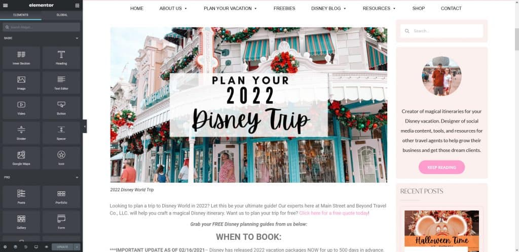 Creating static template in Elementor