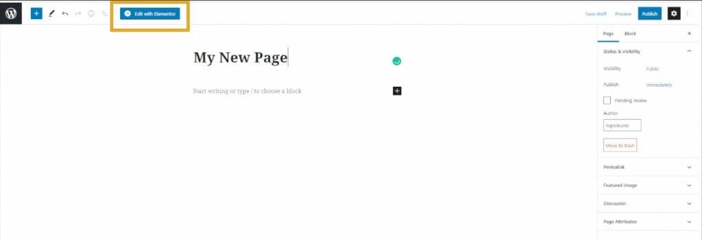 How to create a new page in wordpress.