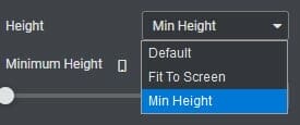 Height options in Section