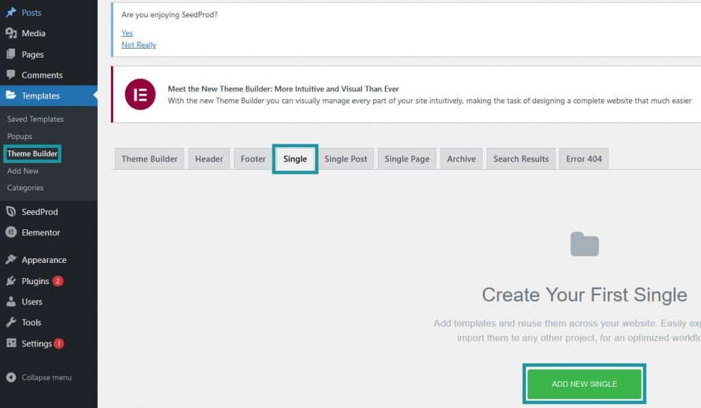 How to create new template In Elementor