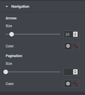 Navigation section under content tab