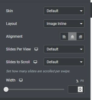 Other styling option under content tab