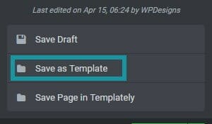 Save as template full page