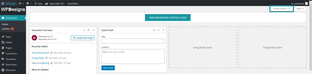 Screen option