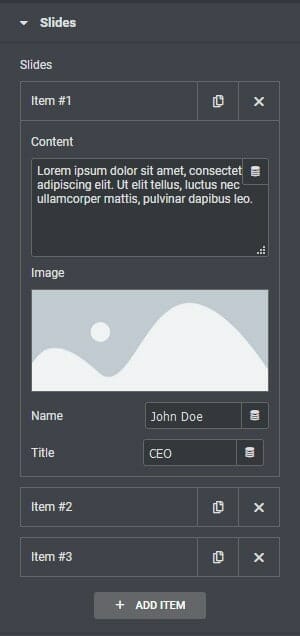 Slides option under content tab
