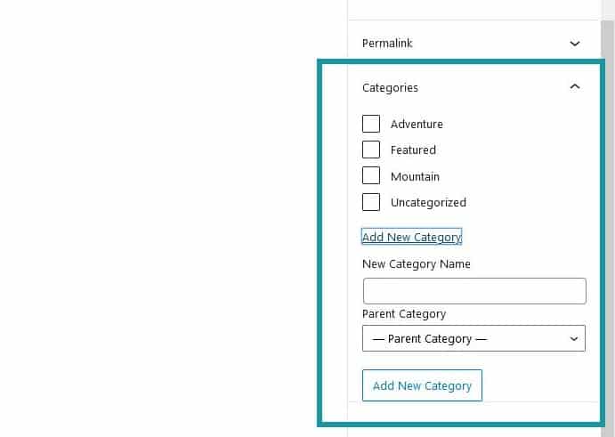 Adding category when adding a new post