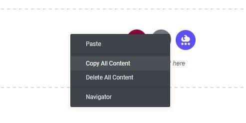 Copy all page content from the drag widget here box