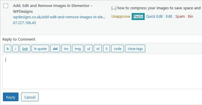Replying any comment in wordpress