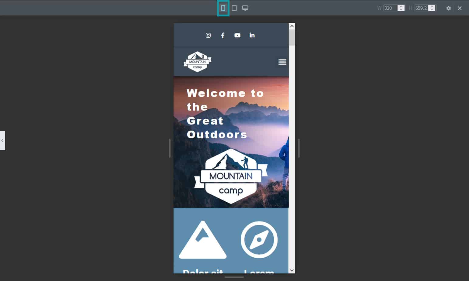Mobile view in Elmentor