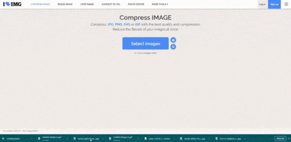 A screen shot of a website with the word compress image.